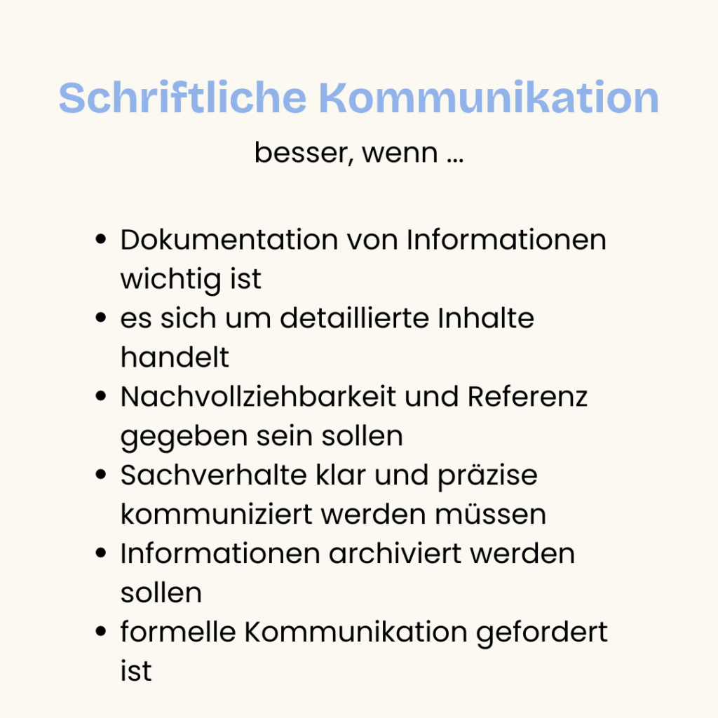 In diesen Situationen ist es besser, schriftlich zu kommunizieren