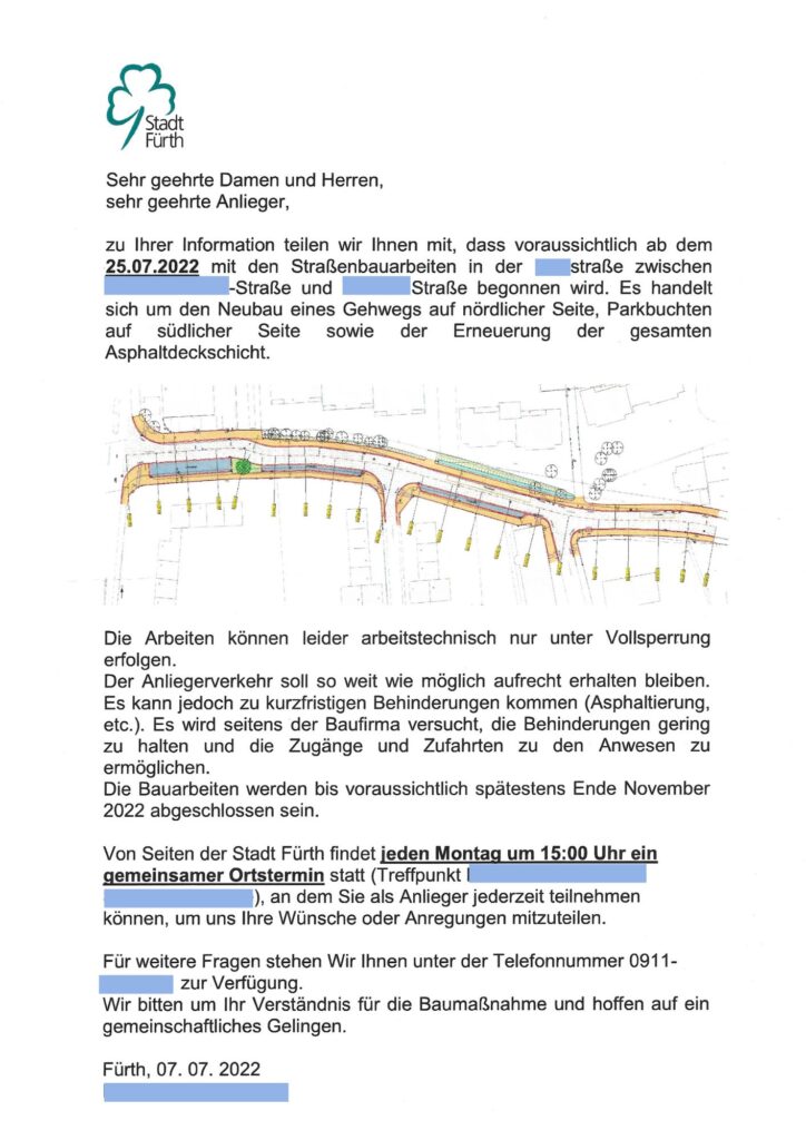 Geschäftsbrief formulieren: Beispiel einer Stadtverwaltung